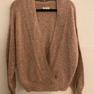 Speckled Deep V Cross Sweater